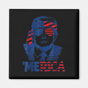 Íman Merica Trump Happy 4 De Julho Bandeira Americana T