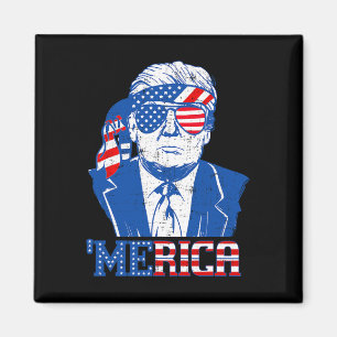 Íman Merica Trump Happy 4 De Julho Bandeira Americana T