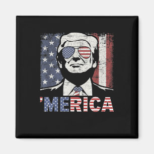 Íman Merica Trump Happy 4 De Julho Bandeira Americana T