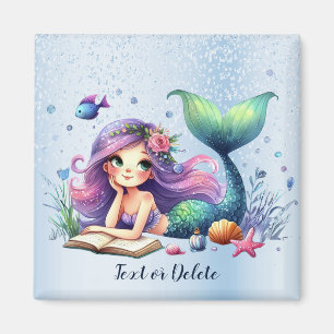 Íman Mermaid Aquarela Vida Marinha Bonito e Belo