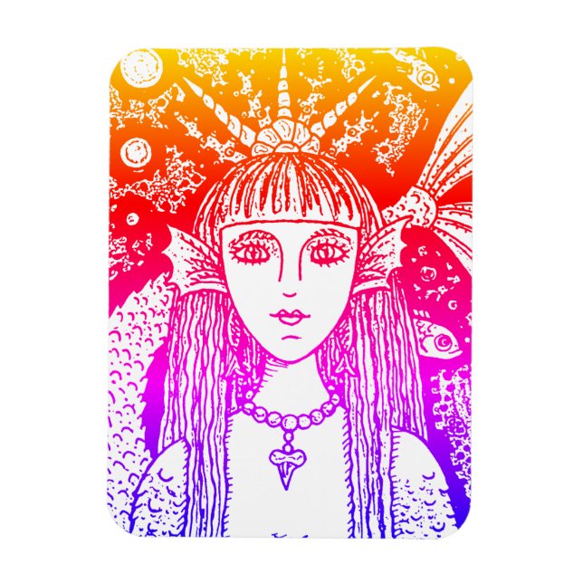 ÍMAN  MERMAID, MAÇÃ NEGRO FANTASY WHIMSY MAG (Vertical)