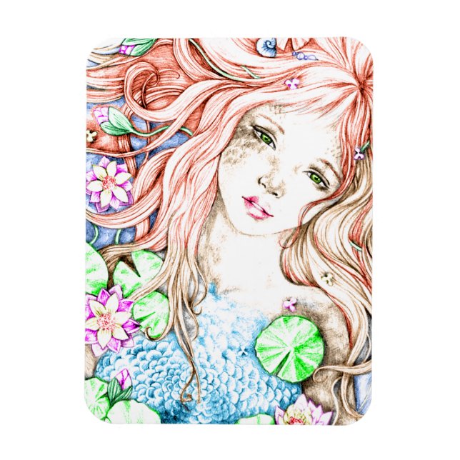 Íman Mermaid Princess Watercolor (Vertical)