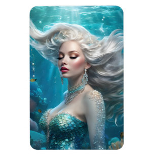 Íman Mermaid Silver Hair Turquoise Ocean