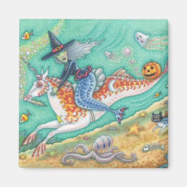 ÍMAN MERMAID WITCH, FANTASY MERHORSE HALLOWEEN MAGNET (Frente)