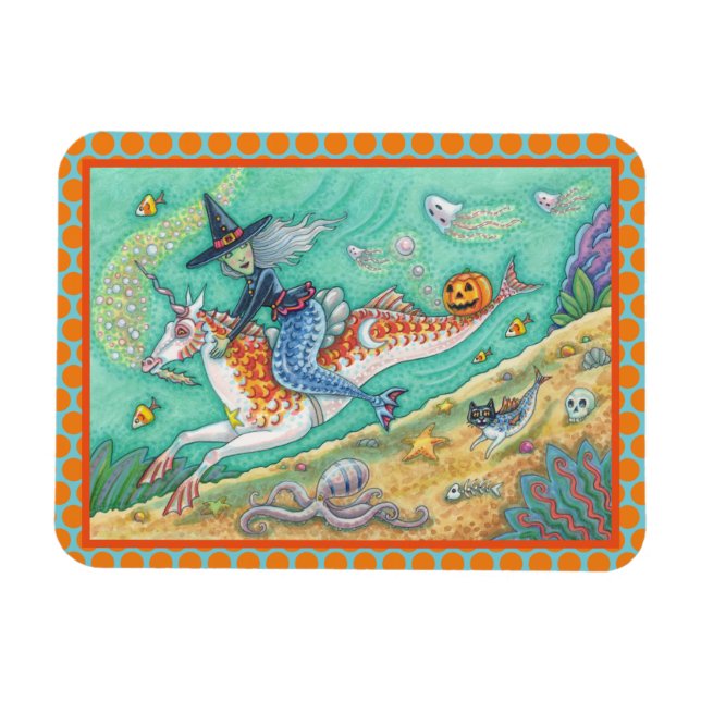 ÍMAN  MERMAID WITCH, HALLOWEEN MERHORSE FANTASY MAGNET (Horizontal)