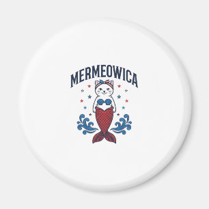 Íman Mermeowica Camisa Patriótica de Gata Sereia Design