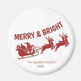 Íman Merry and Bright Santa Sleigh Christmas