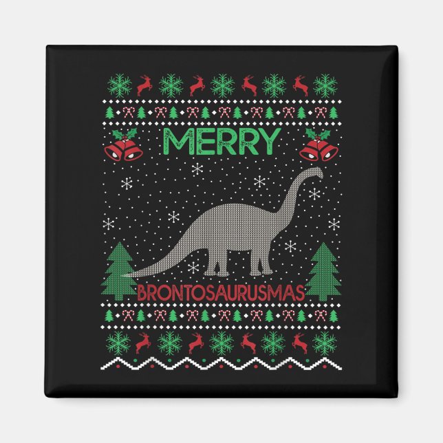 Íman Merry Brontosaurus Xmas Gift Ugly Brontosaurus Chr (Frente)