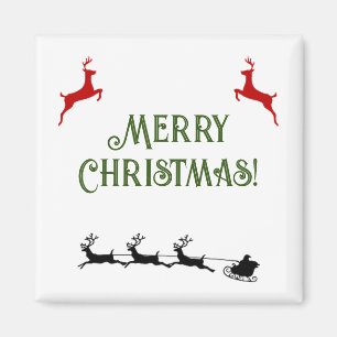 Íman Merry Christmas Banner Red Reindeer