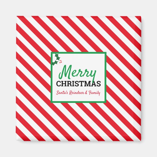 Íman Merry Christmas Candy Cane Custom Name Magnet (Frente)