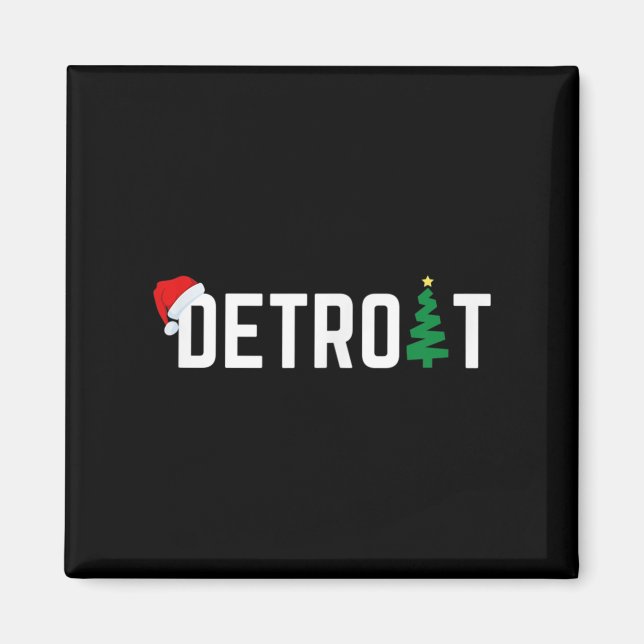 Íman Merry Christmas Detroit Happy Holidays Michigan Sa (Frente)