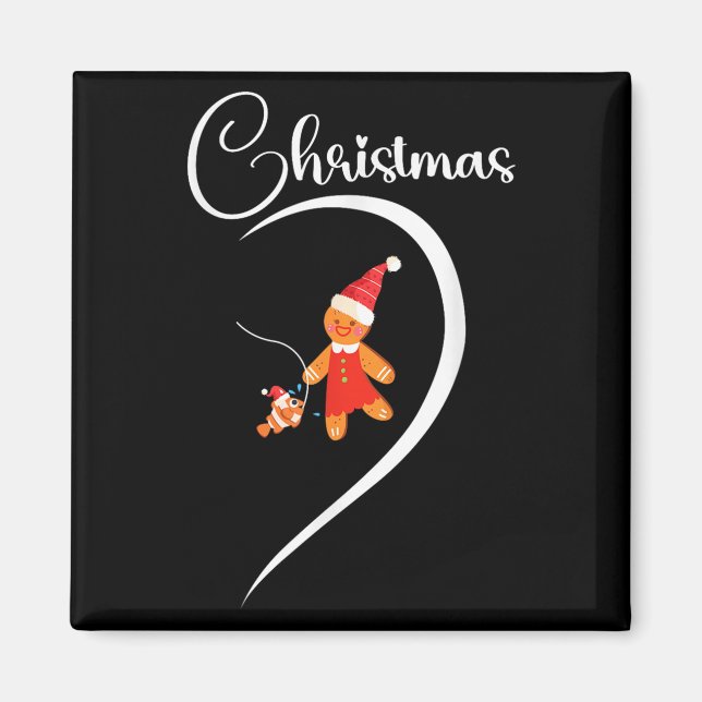 Íman Merry Christmas Gingerbread Fishing Lover Couple C (Frente)