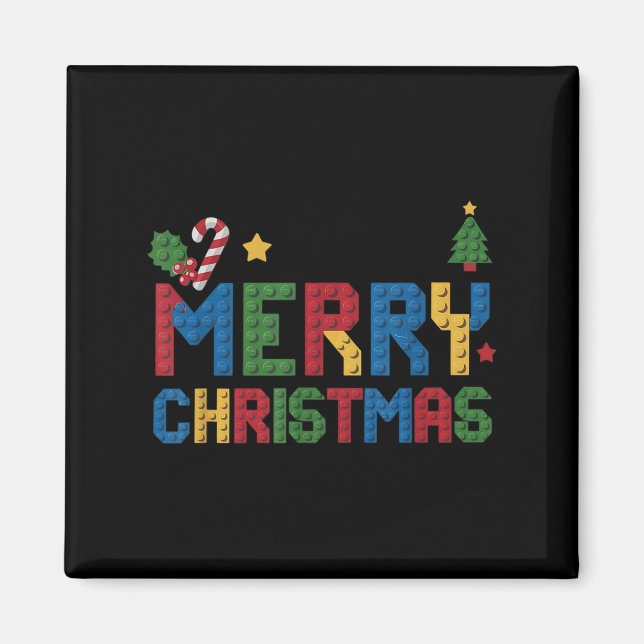 Íman Merry Christmas Master Builder Kids Building Block (Frente)