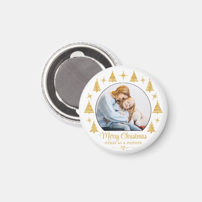 Íman Merry Christmas Merry As A Mother White Gold Photo (Front/Back)