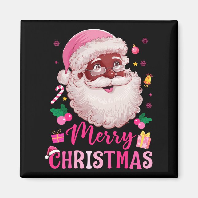 Íman Merry Christmas Santa Claus Black Afro African Ame (Frente)