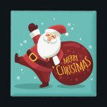 Íman Merry Christmas: Santa Claus Holding Sack of Gifts<br><div class="desc">Merry Christmas: Santa Claus Holding Sack of Gifts</div>