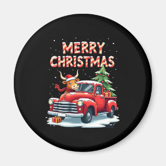 Íman Merry Christmas Scottish Highland Cow Xmas Farm An