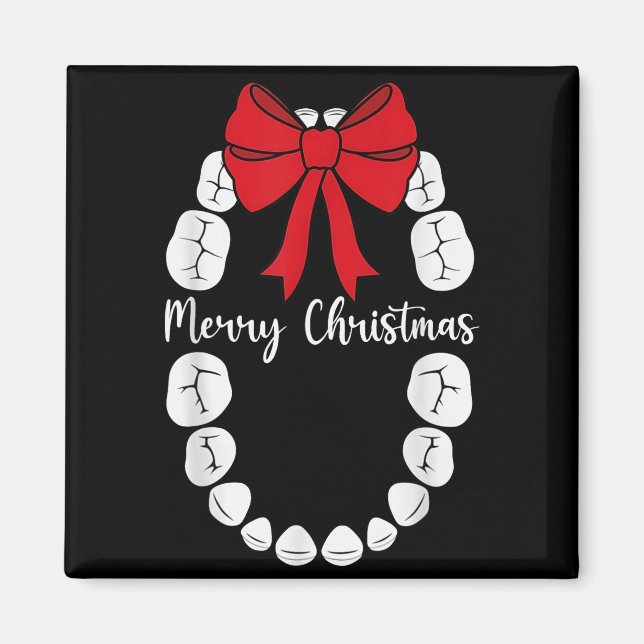 Íman Merry Christmas Teeth Wreath Dental Christmas Shir (Frente)