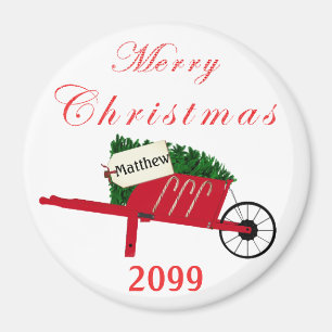 Íman Merry Christmas Tree Red Vintage