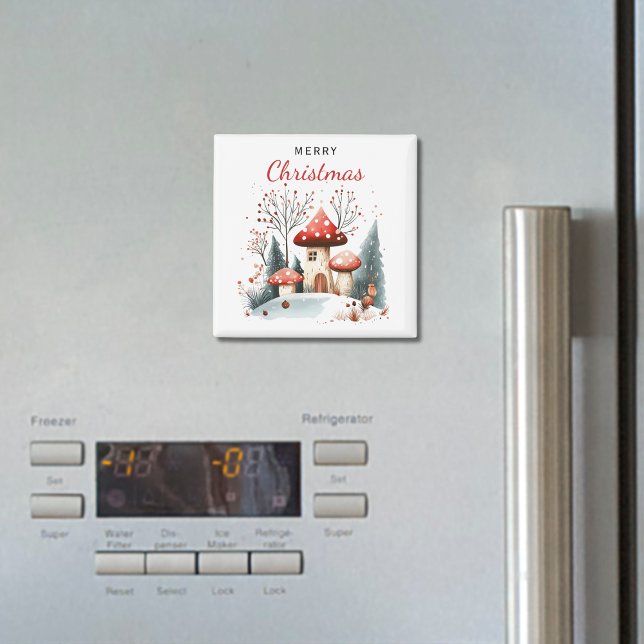 Íman Merry Christmas Watercolor Winter Woodland (Criador carregado)