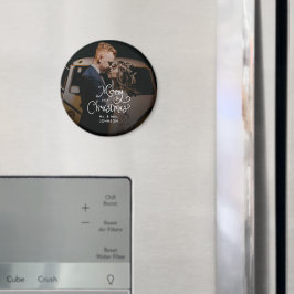 Íman Merry Christmas Whimsical Script Foto Personaliza