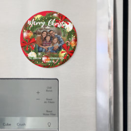 Íman Merry Christmas Wreath Photo Personalized Family N