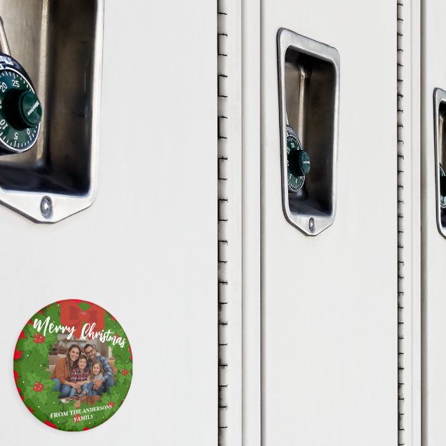 Íman Merry Christmas Wreath Photo Personalized Family N (In Situ (Locker))