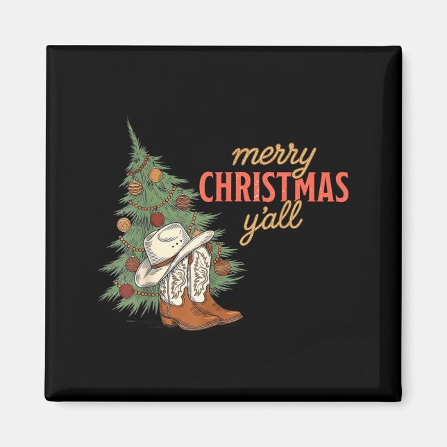 Íman Merry Christmas Y’all Western Cowboy Holiday Men W (Frente)