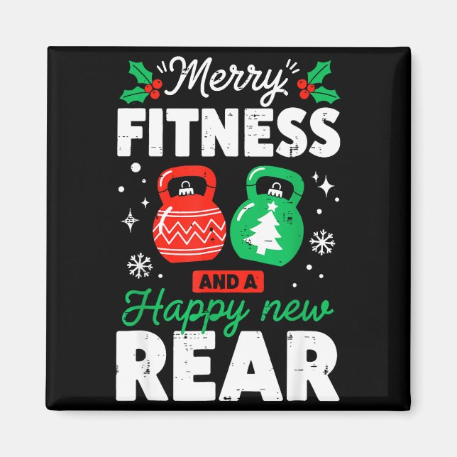 Íman Merry Fitness Happy New Rear Christmas Holiday Gym (Frente)