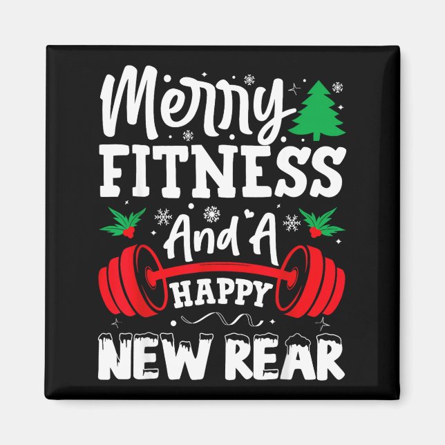 Íman Merry Fitness Happy New Rear Workout Christmas  (Frente)