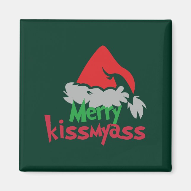 Íman Merry Kissmyass Funny Christmas Magnet (Frente)