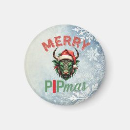 Íman Merry PIPmas Trading Bull Christmas Design – Funny