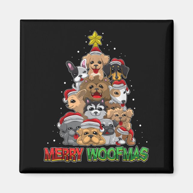 Íman Merry Woofmas - Merry Christmas For Dog Lovers  (Frente)