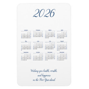 Íman Mês 2026 Calendário Magnet com Cotação