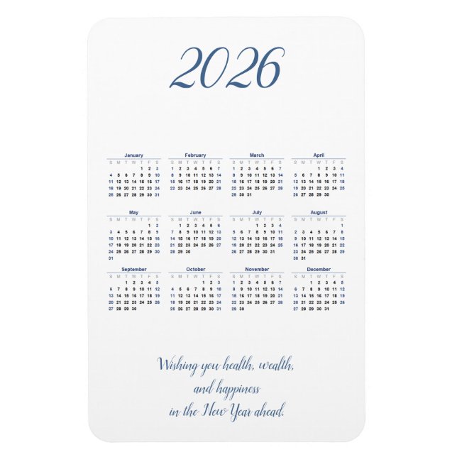Íman Mês 2026 Calendário Magnet com Cotação (Vertical)
