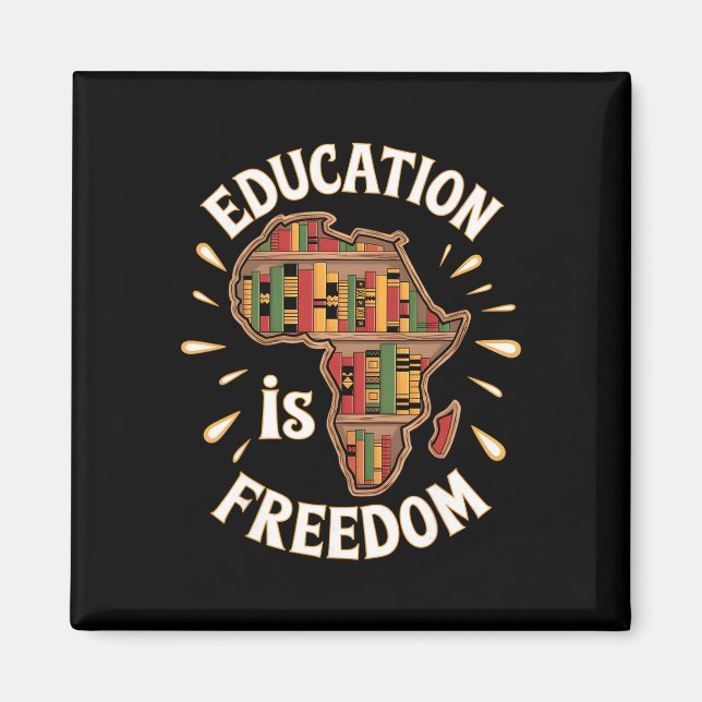 Íman Mês da História Negra Educação Liberdade Afro-Amer (Frente)