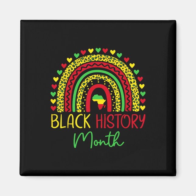 Íman Mês da História Negra Leopardo Arco-íris Afro-Amer (Frente)