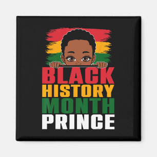 Íman Mês da História Negra Príncipe Menino Afro com Pou