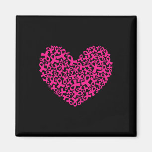 Íman Mês de consciência do câncer de mama Ribbon Heart