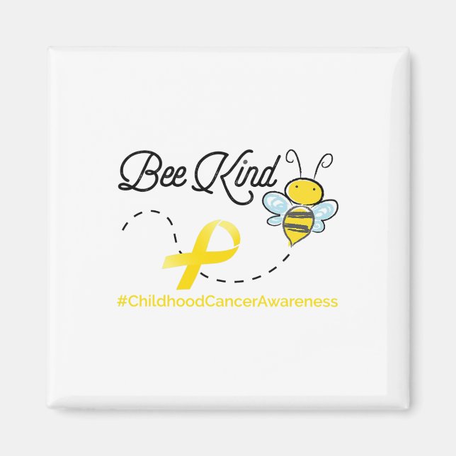 Íman Mês de Conscientização do Câncer Infantil Bee Kind (Frente)