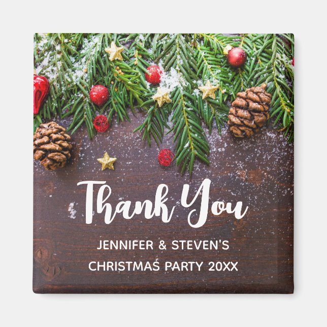 Íman Mesa de Natal russa com pinheiro e neve Obrigado (Frente)