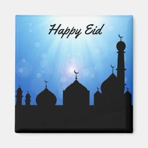 Íman Mesquita feliz com Sunrays - ímã de Eid