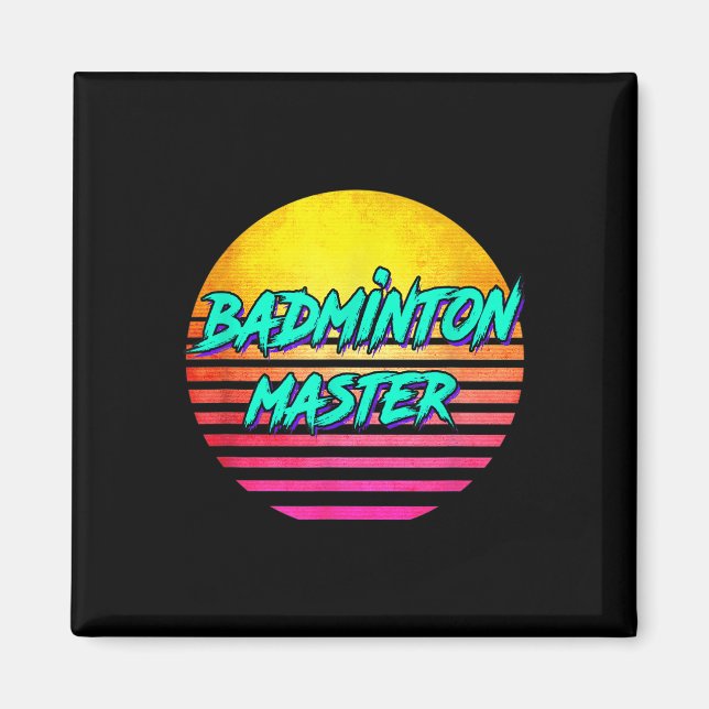 Íman Mestre de Badminton Retro dos Anos 80 (Frente)