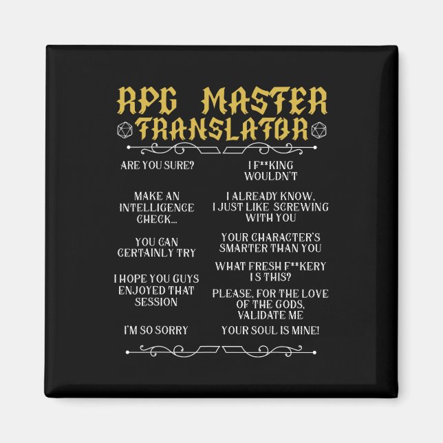 Íman Mestre Tradutor Rpg D20 Jogos de Mesa Engraçado Rp (Frente)