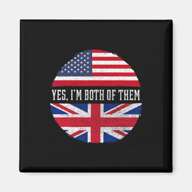 Íman Metade Americano Metade Britânico Bandeira Dos EUA (Frente)