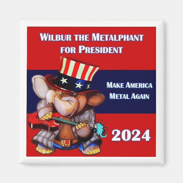 Íman Metalfant para o Presidente 2024 Magnet White (Frente)