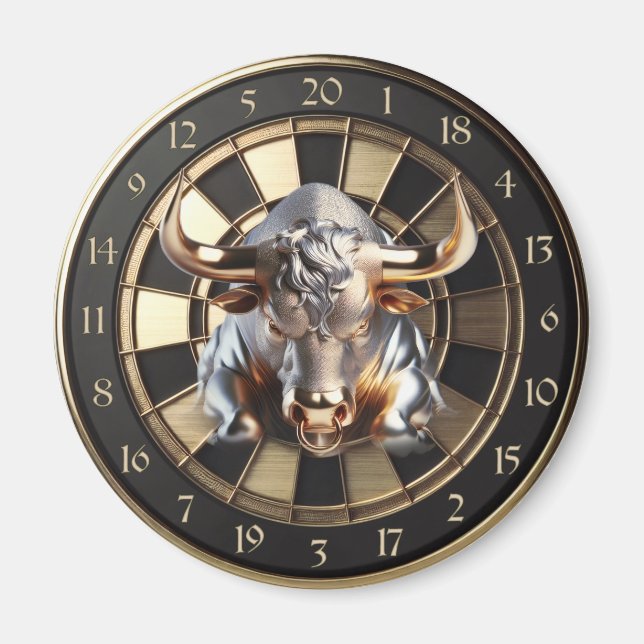 Íman Metall Dartboard mit Bulle - golden Bull (Frente)