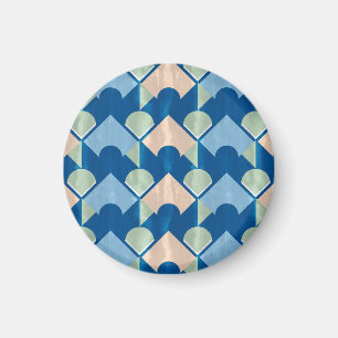 Íman Metallic blue geometric diamond shapes 