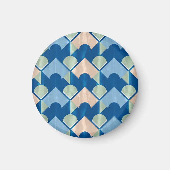 Íman Metallic blue geometric diamond shapes  (Frente)