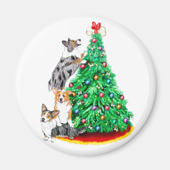 Íman Metas de Alcance do Corgi Cristmas (Frente)